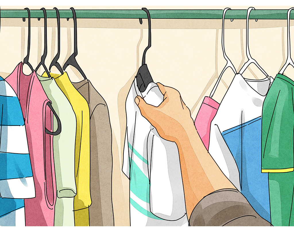 Clothes in wardrobe